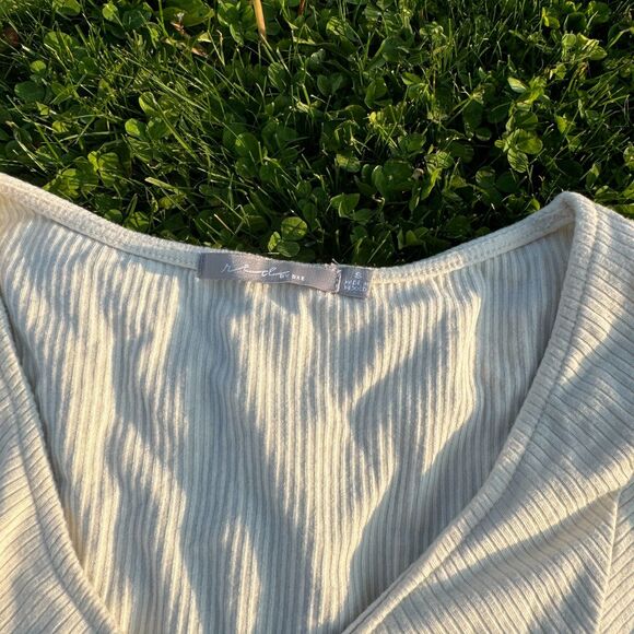 Oatmeal Boho Western Ribbed Simple Tee - Picture 2 of 2